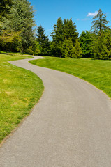 Fototapeta na wymiar Beautiful golf course with gorgeous green and cart path.