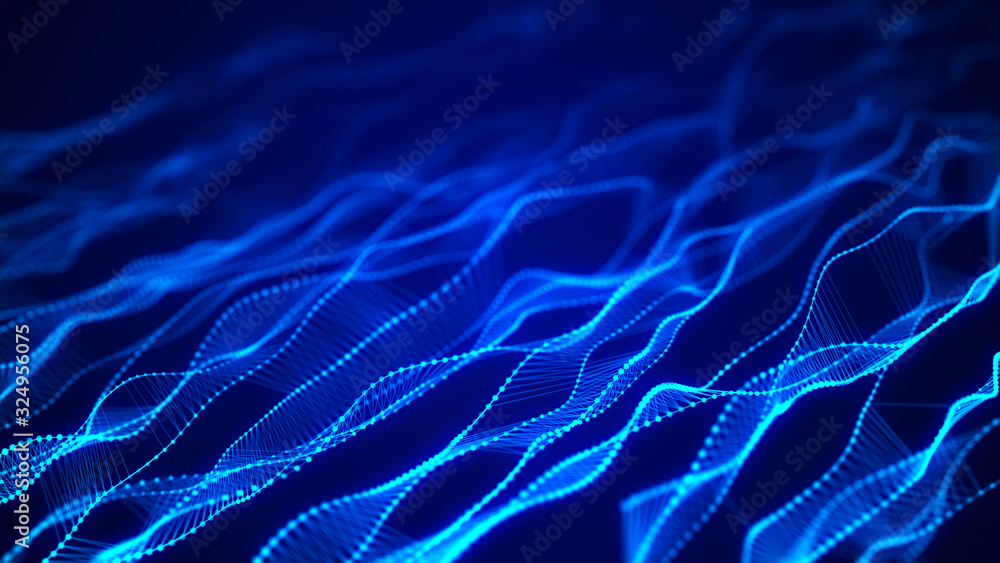 Fototapete Network connection dots and lines. Technology background. Plexus. Big data background. 3d rendering.