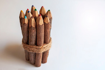 set of wooden color pencils