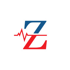 initial letter z cardiogram logo vector