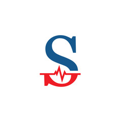 initial letter s cardiogram logo vector