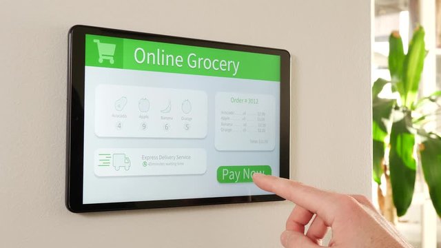 Smart house control panel used to order grocery food.