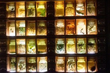 jars with spices colourful
