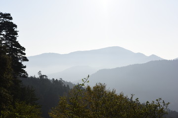 Foggy mountains landscape