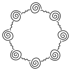 Abstract doodle frame with spiral and wavy lines. Isolated on white background. Vector stock illustration.