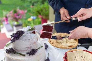 Wedding cake dessert table tier frosting fondant cream pie
