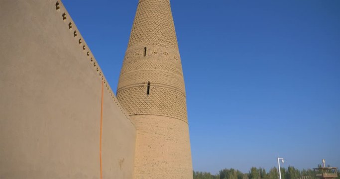 Emin minaret or Sugong tower in Turpan. the largest ancient Islamic tower in Turpan Xinjiang, China.