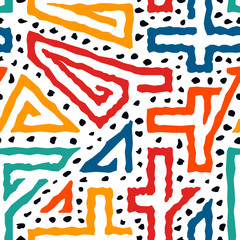 Bright modern seamless pattern. Geometric mixed texture surface print. Irregular chaotic grain, amorphous shapes motif