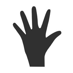 Obraz premium Hand palm silhouette. Vector flat illustration of a hand with five fingers. Black silhouette of a hand with five fingers.