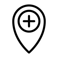 Obraz premium Add location icon illustration in line style. Map pin with plus sign. Add new address symbol. GPS, navigation, location marker illustrations for perfect mobile and web app designs.