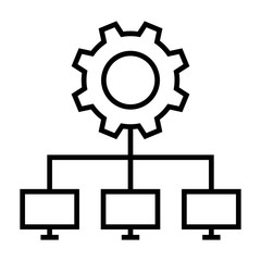 Computer network settings icon. Network maintenance, network configuration signs. Connection symbol with gear, cog icon illustration for perfect website deisgns.