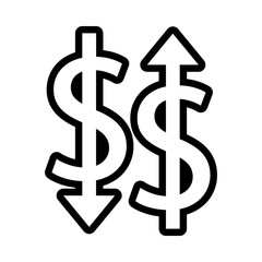 Obraz premium money dollar symbols with arrows up and down