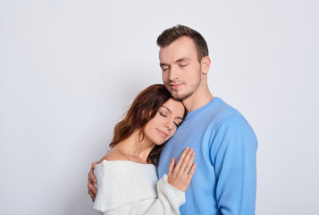 Fototapeta premium Delicate romantic couple of lovers with closed eyes.