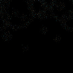 Gold, Blue stars, sprocket, shiny confetti. 