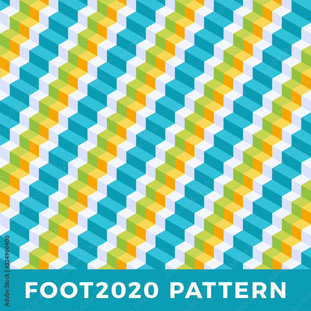 Poster stairs isometric seamless pattern design. modern flat isometric vector seamless pattern background. 
