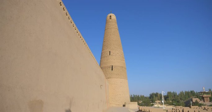 Emin minaret or Sugong tower in Turpan. the largest ancient Islamic tower in Turpan Xinjiang, China.