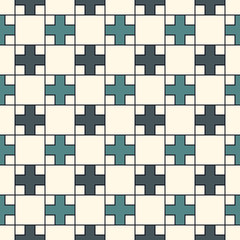 Contemporary geometric pattern. Repeated crosses motif. Geo ornament. Modern abstract background. Seamless surface design. Simple minimalist wallpaper. Grid digital paper, textile print. Vector art