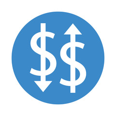 Obraz premium money dollar symbols with arrows up and down