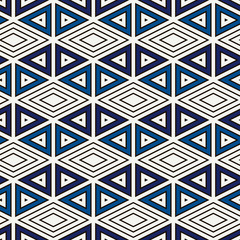 Ethnic, tribal seamless surface pattern. Native americans style background. Repeated diamond, triangles ornament. Geometric figures motif. Boho chic digital paper, textile print. Modern geo wallpaper.