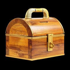 Wooden Box isolated on black