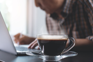 Man working on laptop computer