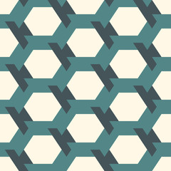 Obraz na płótnie Canvas Contemporary honeycomb geometric pattern. Repeated hexagon ornament. Modern mosaic tiles. Seamless surface print