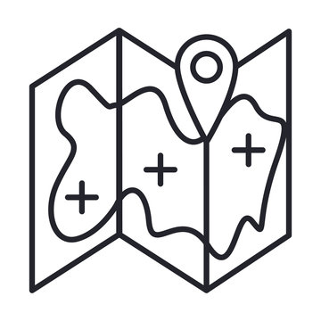 folded map with location pin clip art preview