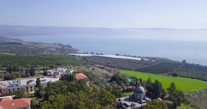 Drone over Capernaum church.