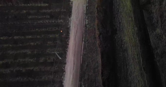 Drone over a dirt road in Damascus.