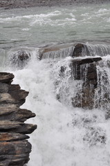 Water falling over rocks