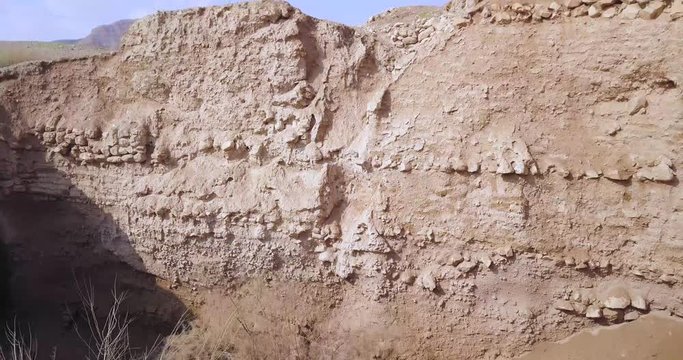 Drone shot of what remains of the wall of Jericho. 