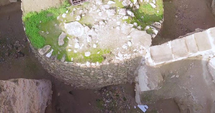 Drone shot of what remains of the wall of Jericho. 