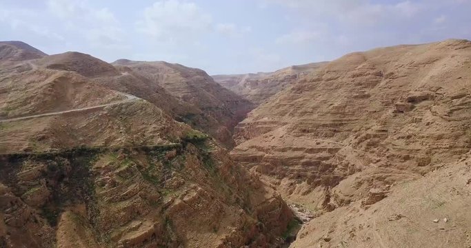 Drone over the road between Jericho and Jerusalem.