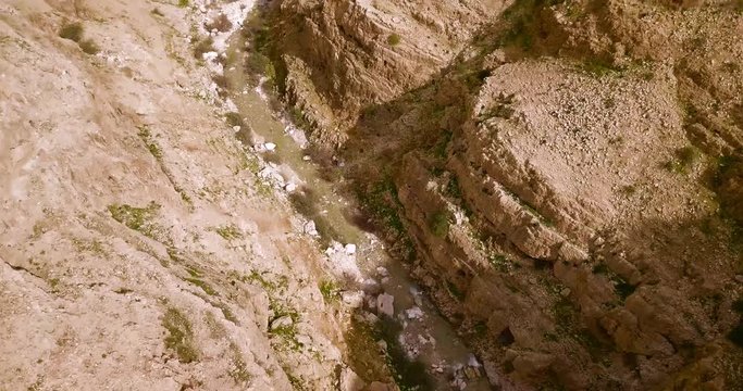 Drone inside the valley next to the road between Jericho and Jerusalem.