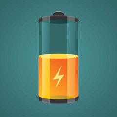 Illustration transparent charged batteries with lightning. Vector element for your creativity