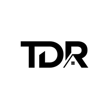Modern Minimalist Real Estate Roofing Design with initial TDR Vector Icon, Abstract Symbol, Identity, Template, and Management, Isolated on White Background