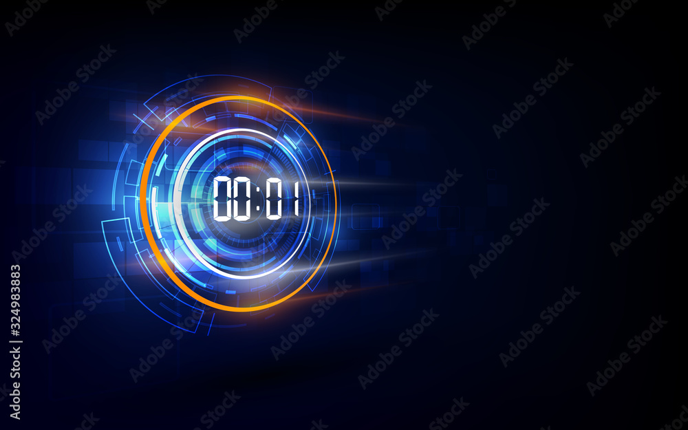Poster abstract futuristic technology background with digital number timer concept and countdown, vector tr