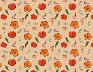 手描き水彩イラスト　花のパターンスウォッチ素材