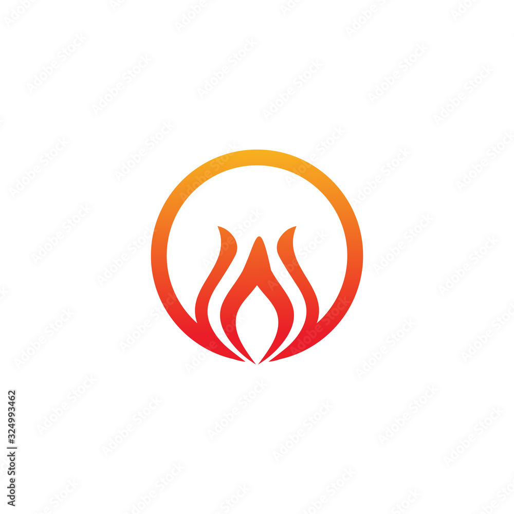 Poster fire icon symbol logo design vector template