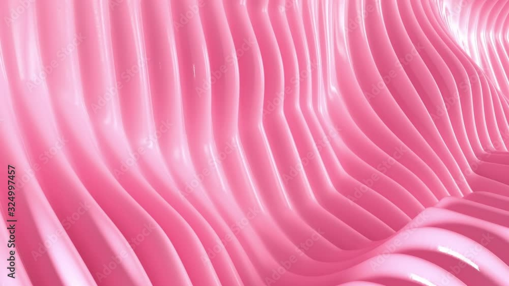 Poster 3d abstract pink background with moving animation stripes, animation of seamless loop.