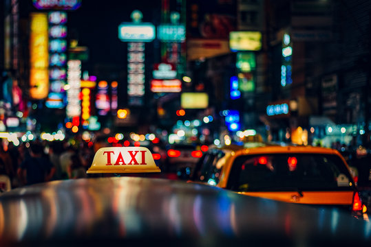 Tuk Tuk Taxi Nightlife at Chinatown in Bangkok,Thailand.	