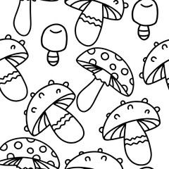  mushrooms coloring pattern vector illustration