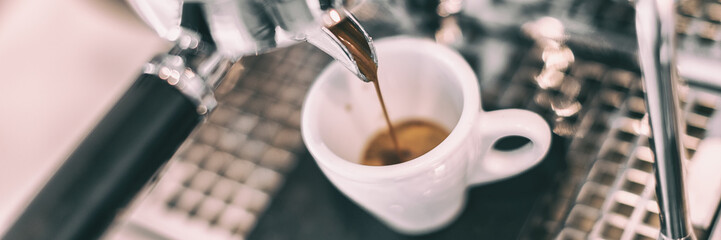 Espresso coffee machine panoramic header banner.