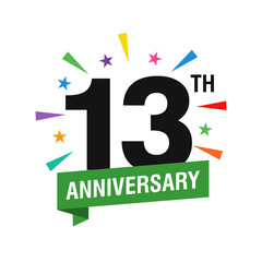 13th Years Anniversary Logo Design Vector