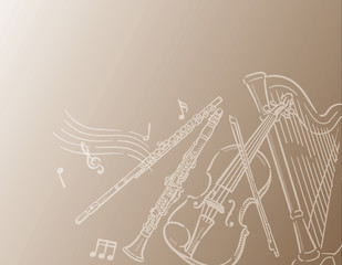 オーケストラ楽器がテーマの背景素材 © 夏妃 吉野