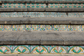 Stairway with polychrome ceramic tiles from Caltagirone Sicilia