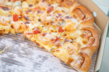 Seafood Italian pizza with shrimp,