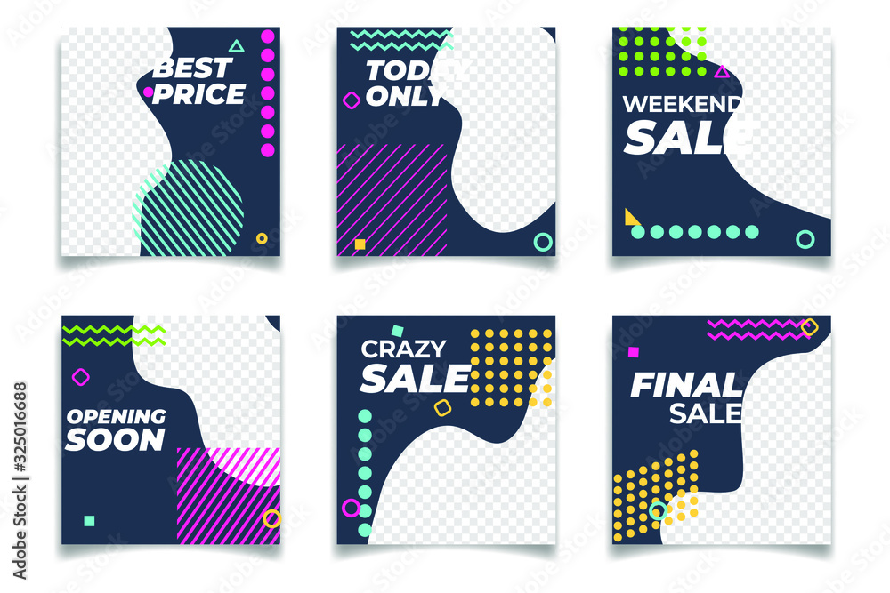 Poster Business presentation template Social media pack. Set of modern square blog posts Editable simple info banner for app, web mail