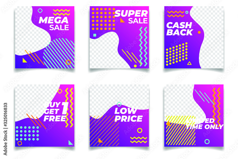 Poster Business presentation template Social media pack. Set of modern square blog posts Editable simple info banner for app, web mail