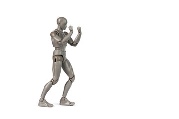 Man figure doing fighting stance on white background